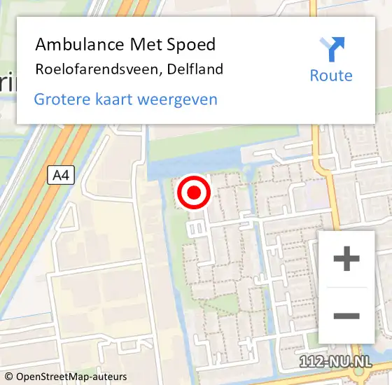 Locatie op kaart van de 112 melding: Ambulance Met Spoed Naar Roelofarendsveen, Delfland op 13 mei 2024 04:39