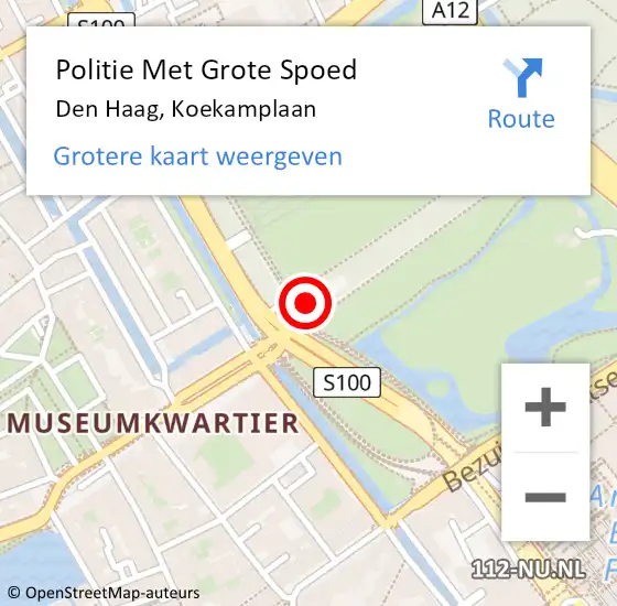 Locatie op kaart van de 112 melding: Politie Met Grote Spoed Naar Den Haag, Koekamplaan op 13 mei 2024 04:46
