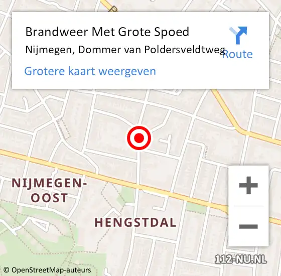 Locatie op kaart van de 112 melding: Brandweer Met Grote Spoed Naar Nijmegen, Dommer van Poldersveldtweg op 13 mei 2024 04:47