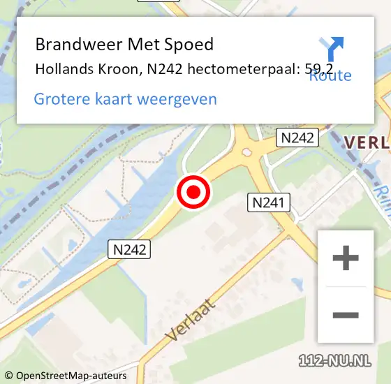 Locatie op kaart van de 112 melding: Brandweer Met Spoed Naar Hollands Kroon, N242 hectometerpaal: 59,2 op 13 mei 2024 04:55