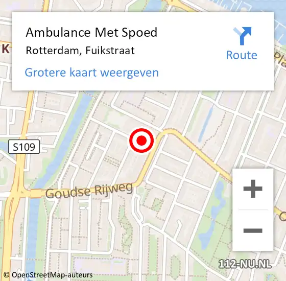 Locatie op kaart van de 112 melding: Ambulance Met Spoed Naar Rotterdam, Fuikstraat op 13 mei 2024 05:00