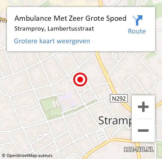 Locatie op kaart van de 112 melding: Ambulance Met Zeer Grote Spoed Naar Stramproy, Lambertusstraat op 13 mei 2024 05:15