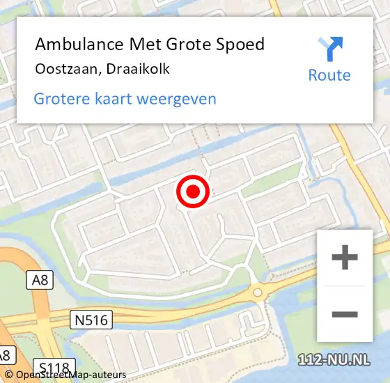 Locatie op kaart van de 112 melding: Ambulance Met Grote Spoed Naar Oostzaan, Draaikolk op 13 mei 2024 05:30