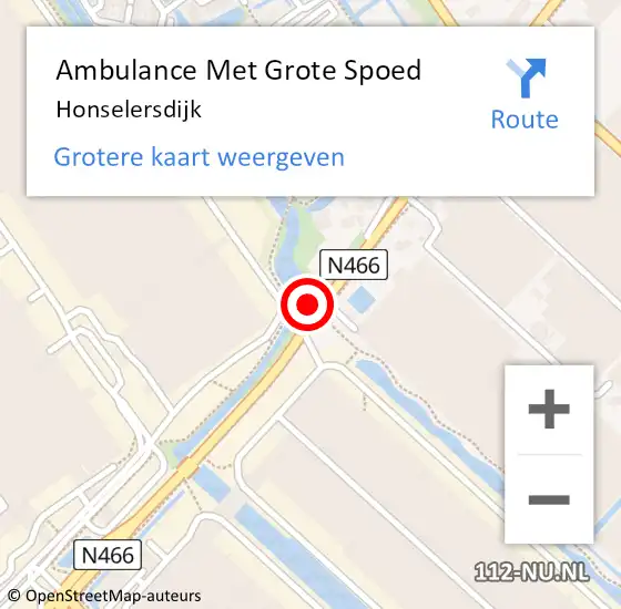 Locatie op kaart van de 112 melding: Ambulance Met Grote Spoed Naar Honselersdijk op 13 mei 2024 05:31