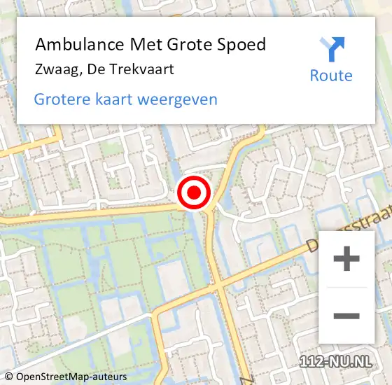 Locatie op kaart van de 112 melding: Ambulance Met Grote Spoed Naar Zwaag, De Trekvaart op 13 mei 2024 05:38