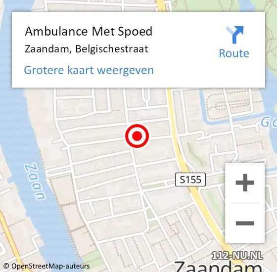 Locatie op kaart van de 112 melding: Ambulance Met Spoed Naar Zaandam, Belgischestraat op 13 mei 2024 06:49