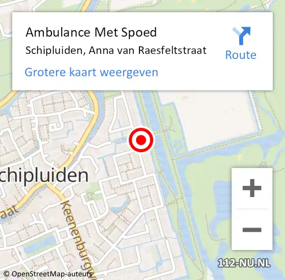 Locatie op kaart van de 112 melding: Ambulance Met Spoed Naar Schipluiden, Anna van Raesfeltstraat op 13 mei 2024 07:05