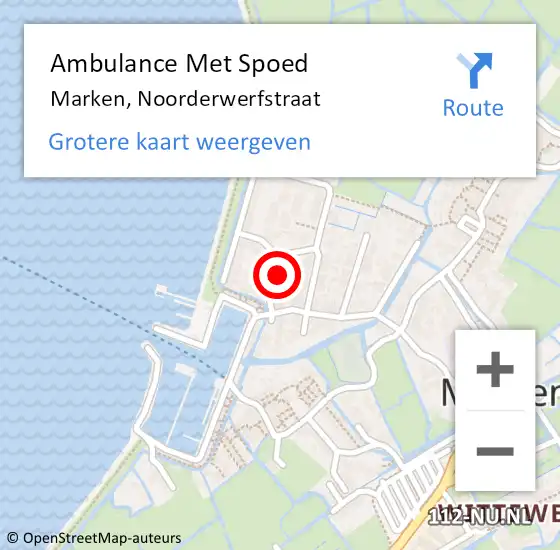Locatie op kaart van de 112 melding: Ambulance Met Spoed Naar Marken, Noorderwerfstraat op 13 mei 2024 07:13