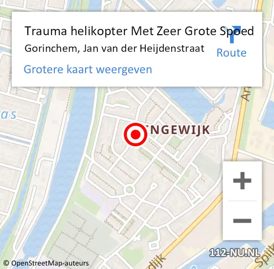 Locatie op kaart van de 112 melding: Trauma helikopter Met Zeer Grote Spoed Naar Gorinchem, Jan van der Heijdenstraat op 13 mei 2024 07:25