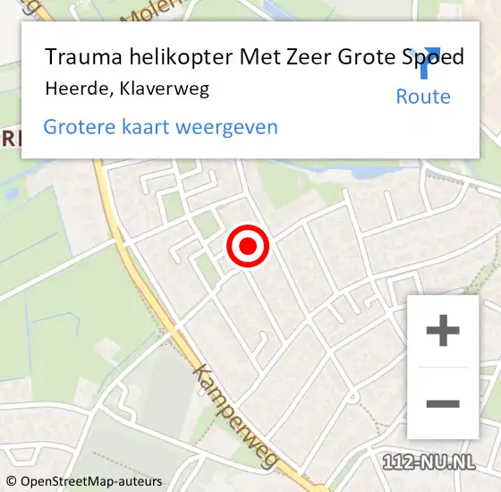 Locatie op kaart van de 112 melding: Trauma helikopter Met Zeer Grote Spoed Naar Heerde, Klaverweg op 13 mei 2024 07:42