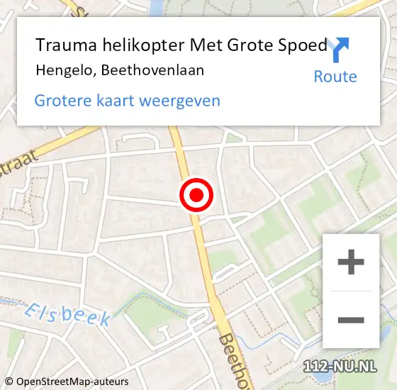 Locatie op kaart van de 112 melding: Trauma helikopter Met Grote Spoed Naar Hengelo, Beethovenlaan op 13 mei 2024 07:51