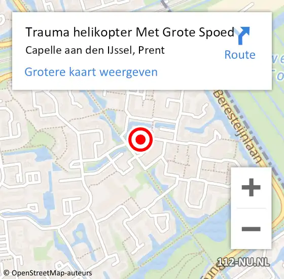 Locatie op kaart van de 112 melding: Trauma helikopter Met Grote Spoed Naar Capelle aan den IJssel, Prent op 13 mei 2024 07:52