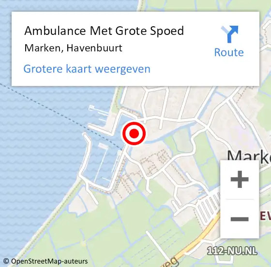 Locatie op kaart van de 112 melding: Ambulance Met Grote Spoed Naar Marken, Havenbuurt op 13 mei 2024 07:57