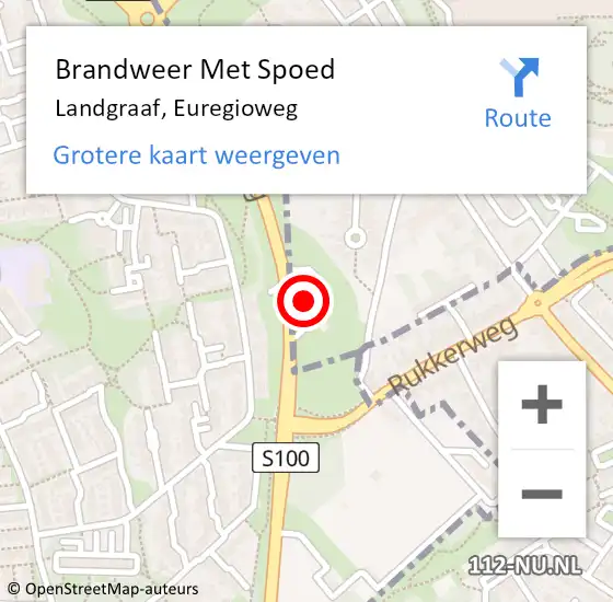 Locatie op kaart van de 112 melding: Brandweer Met Spoed Naar Landgraaf, Euregioweg op 13 mei 2024 08:02