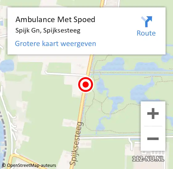 Locatie op kaart van de 112 melding: Ambulance Met Spoed Naar Spijk Gn, Spijksesteeg op 13 mei 2024 08:06