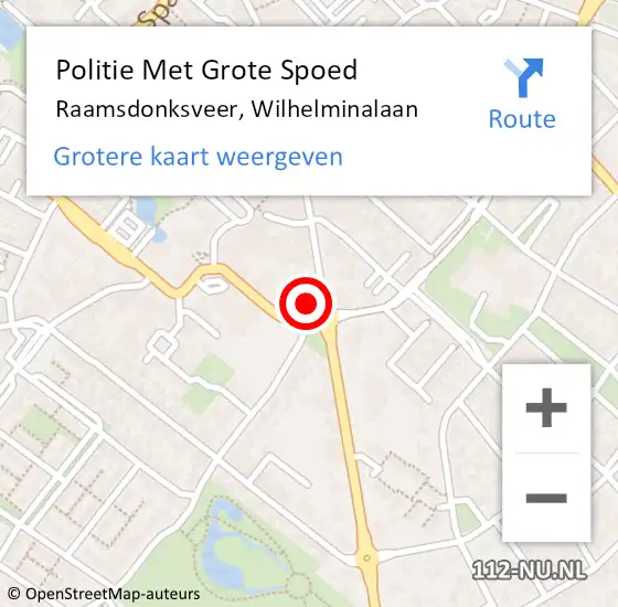 Locatie op kaart van de 112 melding: Politie Met Grote Spoed Naar Raamsdonksveer, Wilhelminalaan op 13 mei 2024 08:07
