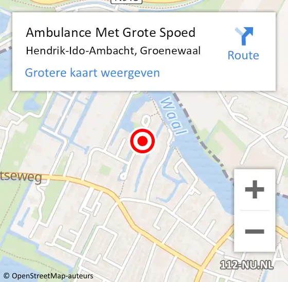 Locatie op kaart van de 112 melding: Ambulance Met Grote Spoed Naar Hendrik-Ido-Ambacht, Groenewaal op 13 mei 2024 08:08