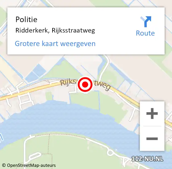 Locatie op kaart van de 112 melding: Politie Ridderkerk, Rijksstraatweg op 13 mei 2024 08:11