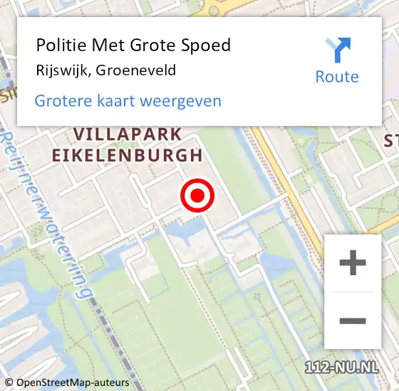 Locatie op kaart van de 112 melding: Politie Met Grote Spoed Naar Rijswijk, Groeneveld op 13 mei 2024 08:13