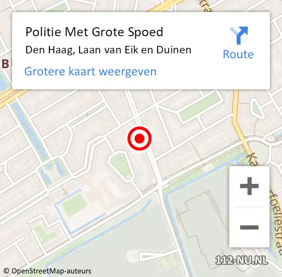 Locatie op kaart van de 112 melding: Politie Met Grote Spoed Naar Den Haag, Laan van Eik en Duinen op 13 mei 2024 08:21