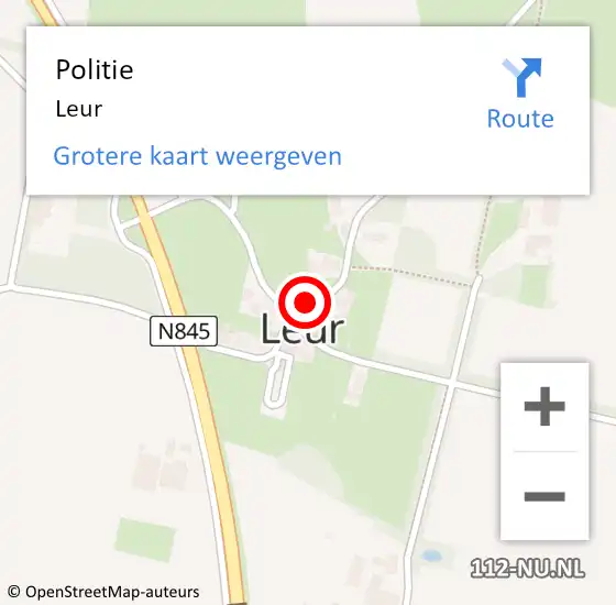 Locatie op kaart van de 112 melding: Politie Leur op 13 mei 2024 08:35