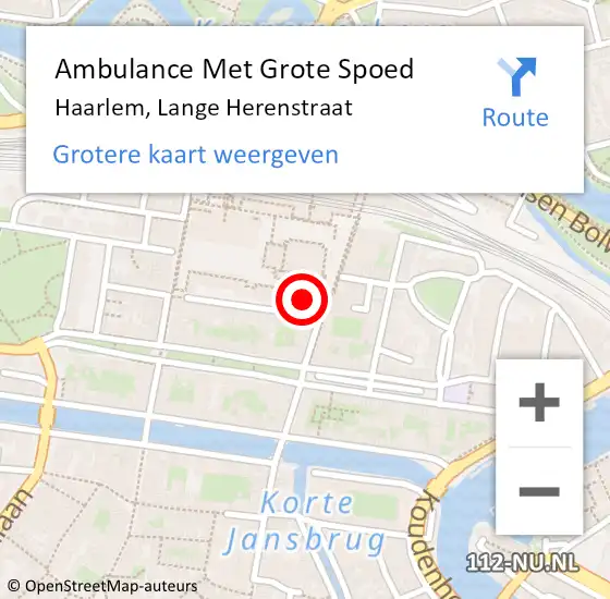 Locatie op kaart van de 112 melding: Ambulance Met Grote Spoed Naar Haarlem, Lange Herenstraat op 13 mei 2024 08:39