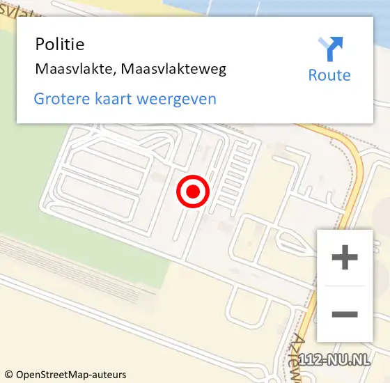 Locatie op kaart van de 112 melding: Politie Maasvlakte, Maasvlakteweg op 13 mei 2024 08:42