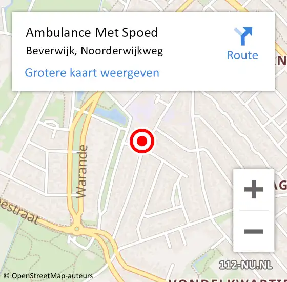 Locatie op kaart van de 112 melding: Ambulance Met Spoed Naar Beverwijk, Noorderwijkweg op 13 mei 2024 08:43