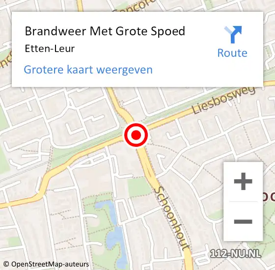 Locatie op kaart van de 112 melding: Brandweer Met Grote Spoed Naar Etten-Leur op 13 mei 2024 08:48