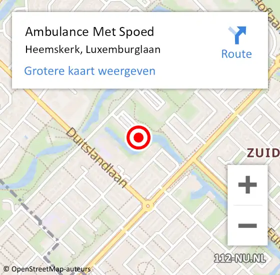 Locatie op kaart van de 112 melding: Ambulance Met Spoed Naar Heemskerk, Luxemburglaan op 13 mei 2024 08:51