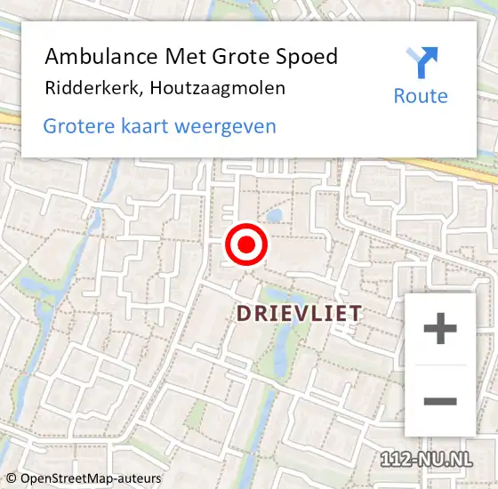 Locatie op kaart van de 112 melding: Ambulance Met Grote Spoed Naar Ridderkerk, Houtzaagmolen op 13 mei 2024 08:56