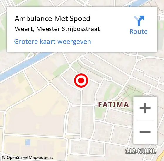 Locatie op kaart van de 112 melding: Ambulance Met Spoed Naar Weert, Meester Strijbosstraat op 13 mei 2024 08:59