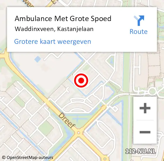 Locatie op kaart van de 112 melding: Ambulance Met Grote Spoed Naar Waddinxveen, Kastanjelaan op 13 mei 2024 09:06
