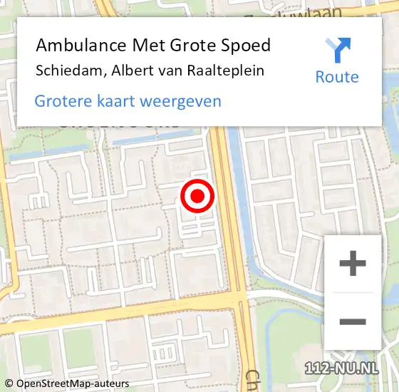 Locatie op kaart van de 112 melding: Ambulance Met Grote Spoed Naar Schiedam, Albert van Raalteplein op 13 mei 2024 09:21
