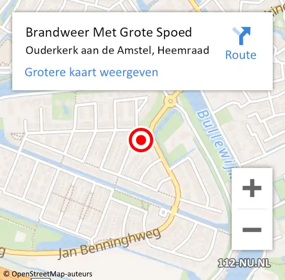 Locatie op kaart van de 112 melding: Brandweer Met Grote Spoed Naar Ouderkerk aan de Amstel, Heemraad op 13 mei 2024 09:24