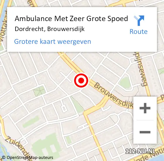 Locatie op kaart van de 112 melding: Ambulance Met Zeer Grote Spoed Naar Dordrecht, Brouwersdijk op 13 mei 2024 09:41