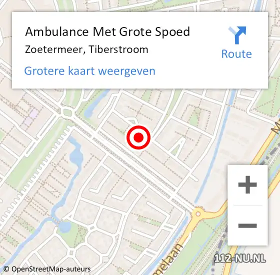 Locatie op kaart van de 112 melding: Ambulance Met Grote Spoed Naar Zoetermeer, Tiberstroom op 13 mei 2024 09:46