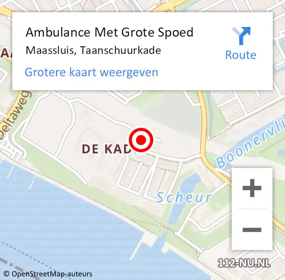 Locatie op kaart van de 112 melding: Ambulance Met Grote Spoed Naar Maassluis, Taanschuurkade op 13 mei 2024 09:48