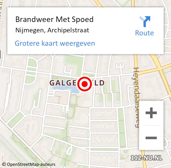 Locatie op kaart van de 112 melding: Brandweer Met Spoed Naar Nijmegen, Archipelstraat op 13 mei 2024 09:49