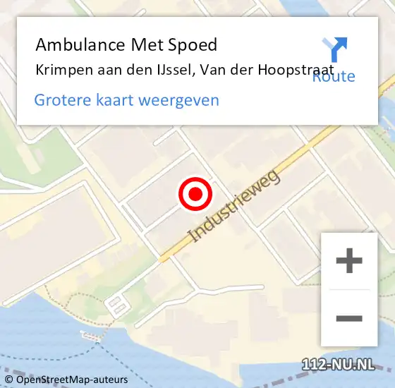 Locatie op kaart van de 112 melding: Ambulance Met Spoed Naar Krimpen aan den IJssel, Van der Hoopstraat op 13 mei 2024 09:49