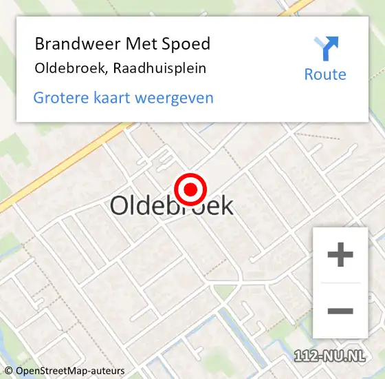 Locatie op kaart van de 112 melding: Brandweer Met Spoed Naar Oldebroek, Raadhuisplein op 13 mei 2024 10:19
