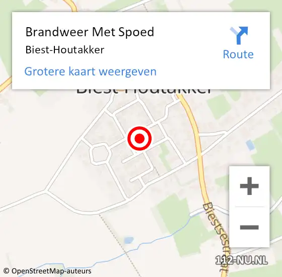 Locatie op kaart van de 112 melding: Brandweer Met Spoed Naar Biest-Houtakker op 5 oktober 2014 18:23