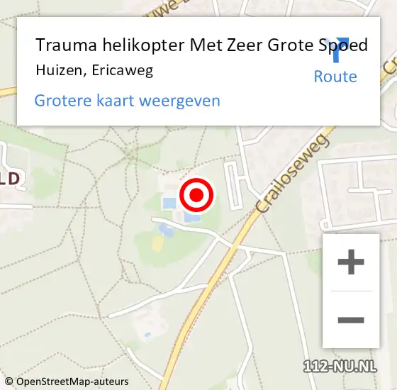 Locatie op kaart van de 112 melding: Trauma helikopter Met Zeer Grote Spoed Naar Huizen, Ericaweg op 13 mei 2024 10:26