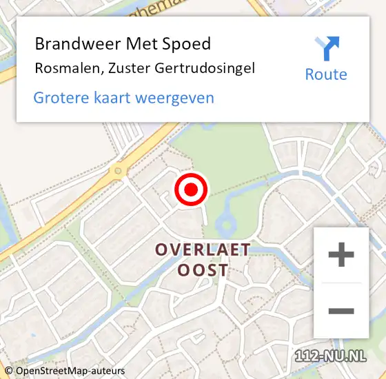 Locatie op kaart van de 112 melding: Brandweer Met Spoed Naar Rosmalen, Zuster Gertrudosingel op 13 mei 2024 10:29