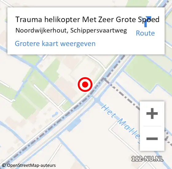 Locatie op kaart van de 112 melding: Trauma helikopter Met Zeer Grote Spoed Naar Noordwijkerhout, Schippersvaartweg op 13 mei 2024 10:45