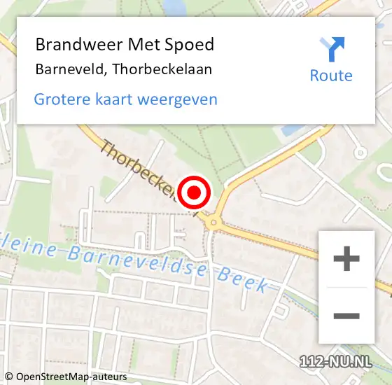 Locatie op kaart van de 112 melding: Brandweer Met Spoed Naar Barneveld, Thorbeckelaan op 13 mei 2024 10:50
