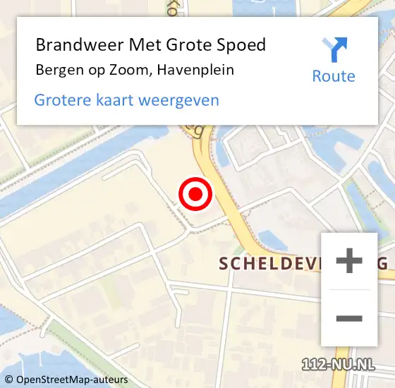 Locatie op kaart van de 112 melding: Brandweer Met Grote Spoed Naar Bergen op Zoom, Havenplein op 13 mei 2024 10:53