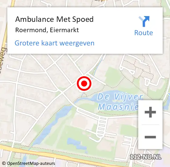 Locatie op kaart van de 112 melding: Ambulance Met Spoed Naar Roermond, Eiermarkt op 13 mei 2024 10:56