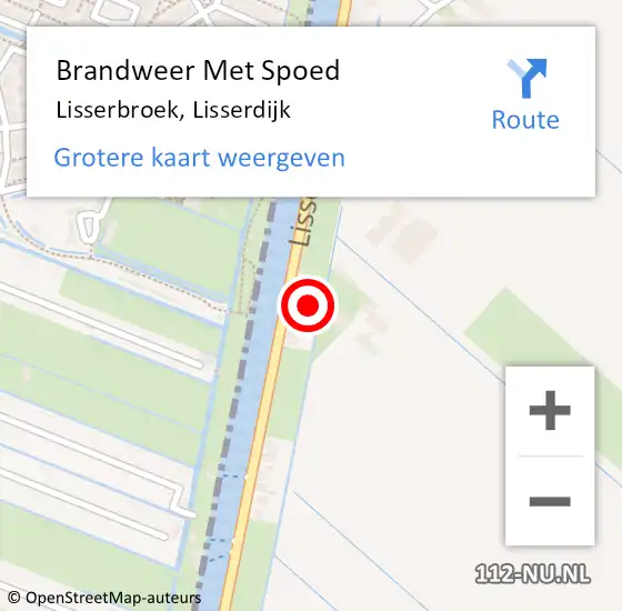 Locatie op kaart van de 112 melding: Brandweer Met Spoed Naar Lisserbroek, Lisserdijk op 13 mei 2024 10:57