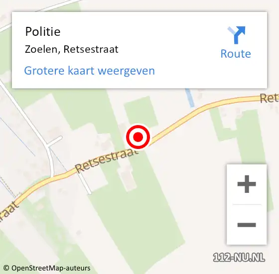 Locatie op kaart van de 112 melding: Politie Zoelen, Retsestraat op 13 mei 2024 11:05